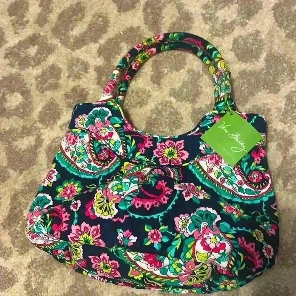 Vera Bradley Navy Floral Paisley Tote with Pink, Green & Teal Accents NO TAGS.